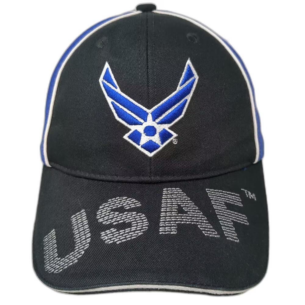 JWM US Air Force USAF Embroidered Baseball Cap Black Blue Strapback Hat OSFM